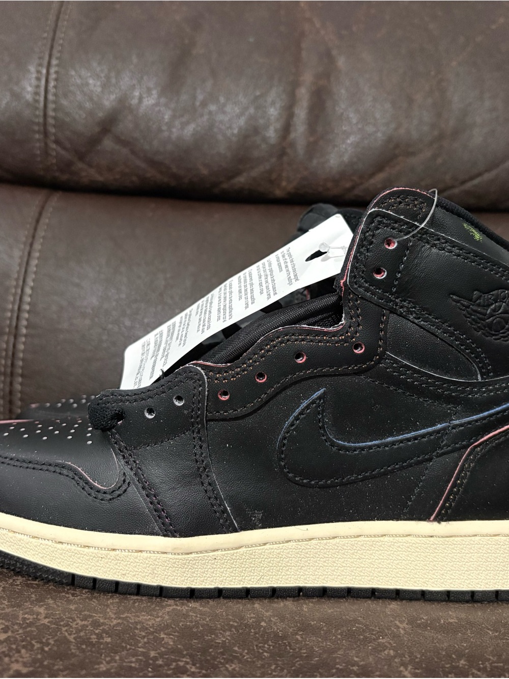 Air Jordan 1 Retro High OG BlackLeather Sneaker with Cream Sole